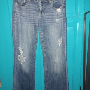American Eagle Outfitters Ripped Blue Boyfriend Jeans Sz 10